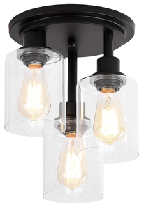 lot 378 image: Semi Flush Mount Ceiling Light,3 Lights Clear Glass Shade
