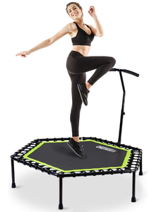lot 409 image: ONETWOFIT Silent Mini Trampoline with Adjustable Handle Bar