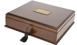 lot 426 image: Arolly Romeo Memory Keepsake Box Organizer with Mahogany Wood Finish