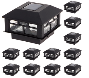 lot 447 image: 12 Pack GreenLighting Modern Solar Post Cap Lights Fits 4x4 Wood, 4x4 & 5x5