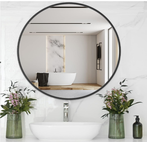 lot 236 image: USHOWER Black Round Mirror for Over Sink 24-inch