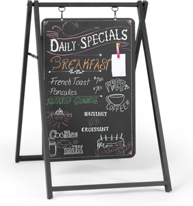 lot 257 image: Modern Metal Double Sided Swinging Chalkboard Sidewalk Sign