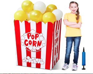 lot 268 image: Giant Popcorn Box with Balloons and Balloons Pump 50 pcs