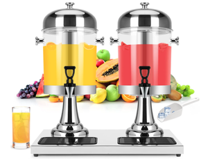 lot 273 image: Cold Beverage Dispenser With Ice Container, 4.4 Gallon Double Stainless Steel Drink Dispensers USED
