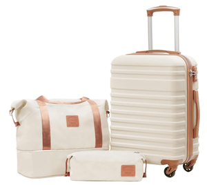 lot 296 image: Coolife Suitcase Set 3 Piece Carry On Hardside Luggage, White 20inch