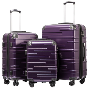 lot 17 image: Coolife Luggage Expandable Suitcase 3 Piece Set
