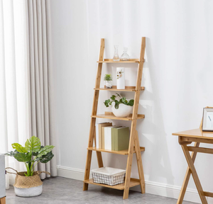 lot 150 image: K KELBEL Bookshelf & 5-Tier Bamboo Ladder Shelf