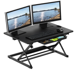 lot 182 image: SHW 32-Inch Height Adjustable Standing Desk Converter Riser Workstation