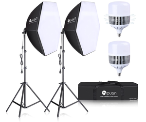 lot 543 image: LOT OF 2 HPUSN Softbox Lighting Kit Professional Continuous Studio Photography