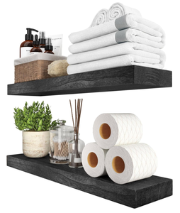 lot 544 image: LOT OF 2 SAUCE ZHAN Floating Shelves Rustic Natural Wood Wall Shelf