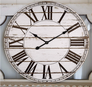 lot 558 image: BEW Large Wall Clock, Rustic Farmhouse Distressed Shiplap