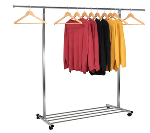 lot 570 image: Heavy Duty Large Rolling Garment Rack Stainless Steel Clothes Hanging Rack
