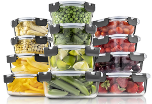 lot 97 image: 24 Piece Set Glass Food Storage Containers Set with Leakproof Lids