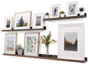 lot 198 image: Rustic State Ted Narrow Wall Mount Wood Picture Ledge Photo Display Floating Shelf