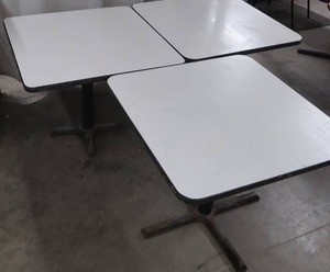 lot 8 image: 3 WHITE SQUARE TABLES