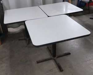 lot 9 image: 3 WHITE SQUARE TABLES