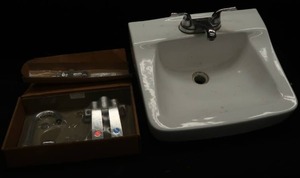 lot 20 image: BATHROOM SINK WITH EXTRA FAUCET