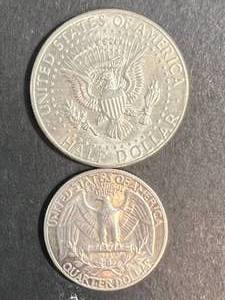 1964 US WASHINGTON QUARTER AND KENNEDY HALF DOLLAR