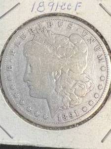 1891-CC US MORGAN SILVER DOLLAR