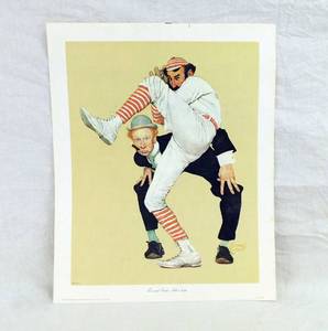 Lot of 200 Vintage 1972 Norman Rockwells Low and Inside Baseball Litho on Canvas Prints