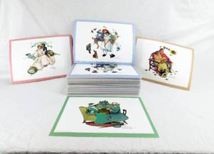 Lot of 48 Four Print Laminated Norman Rockwells Four Seasons of Love Placemat Sets