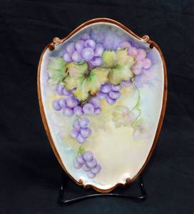 Vintage Porcelain Grapes and Leave Plate Hand Painted by Irene V Chapple