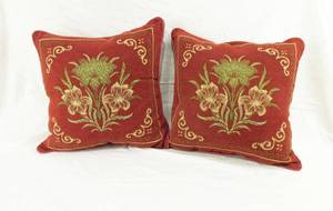 Set of 2 Embroidered Throw Pillows