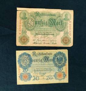1910 and 1914 German Banknotes