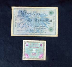 1908 German Banknote and 1944 German Banknote