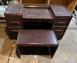 Vintage Vanity, Stool and Mirror