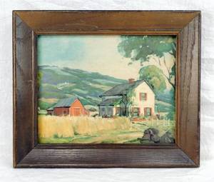 Vintage Peaceful Valley by Philip Shumaker Wood Framed Print