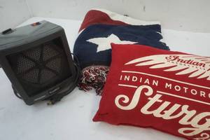 lot 41 image: Heater, blanket and pillow