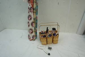 lot 44 image: Vintage basket and contents and wrapping paper