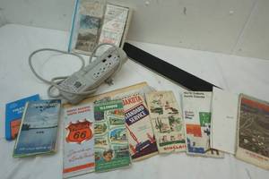 lot 63 image: Power strip, collectible maps, computer rest