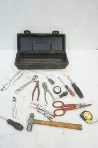 lot 360 image: John Deere tool box, tools