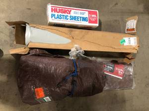 Lot of Assorted Plastic Sheeting and tarp covers Costumer Returns See Pics