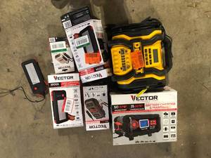 Lot od Assorted Batteries Charger and Jumper Box Different Syles and Conditions Costumer Returns See Pics