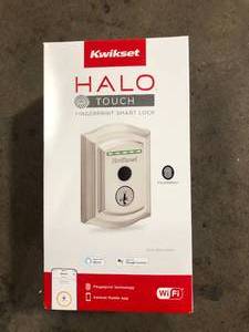 Kwikset Halo Fingerprint Wi-Fi Smart Door Lock, Keyless Touch Entry Electronic Traditional Deadbolt, No Hub Required App Remote Control, With SmartKey Re-Key Security, Satin Nickel
