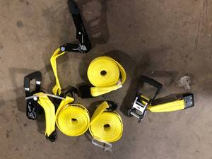 Lot of 2 Husky 2 in. x 27 ft. Heavy-Duty Ratchet Tie-Down Strap with Flat Hooks