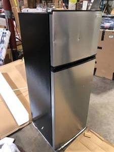 Vissani 7.1 cu. ft. Top Freezer Refrigerator in Stainless Steel Look Costumer Returns Small Dents See Pics