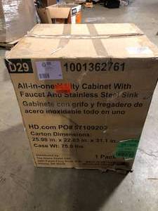 Glacier Bay All-in-One 24.2 in. x 21.3 in. x 33.8 in. Stainless Steel Laundry Utility Sink and Cabinet Costumer Returns See Pics