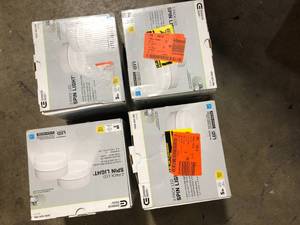 Lot of 4 Commercial Electric Spin Light 5 in. White LED Flush Mount Ceiling Light 600 Lumens 4000K Bright White Closet Basement Utility (2 Pack)
