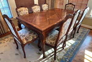 lot 16 image: Lewis Mittman Dining Room Table with 8 Chairs