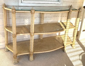 lot 87 image: Gorgeous Glass Top Three Tiered Decorative Accent Shelf