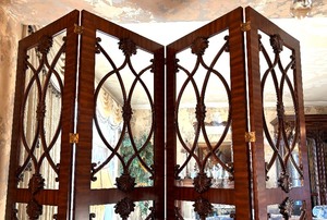 lot 21B image: Vintage Palisander Four Panel Screen  Room Divider