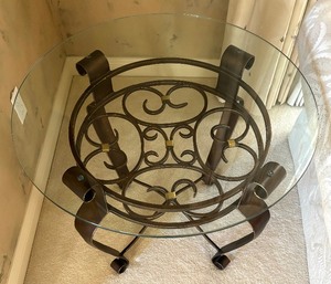 lot 102 image: Marvelous Metal and Glass Top Accent Table