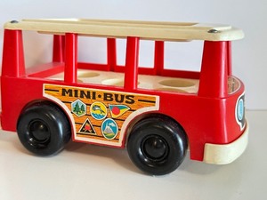 lot 214 image: (2) Vintage Fisher Price Little People Mini Buses