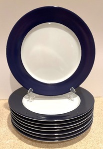 lot 185 image: Hues of Cobalt Blue Plates, CreamerSugar Dishes and Bowl