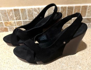 lot 351 image: Black Ugg Wedge Sandals