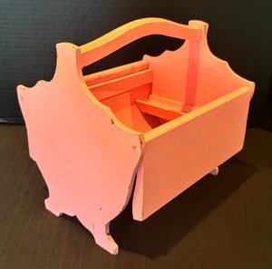 lot 375 image: Pretty Pink Vintage Wooden Sewing Box